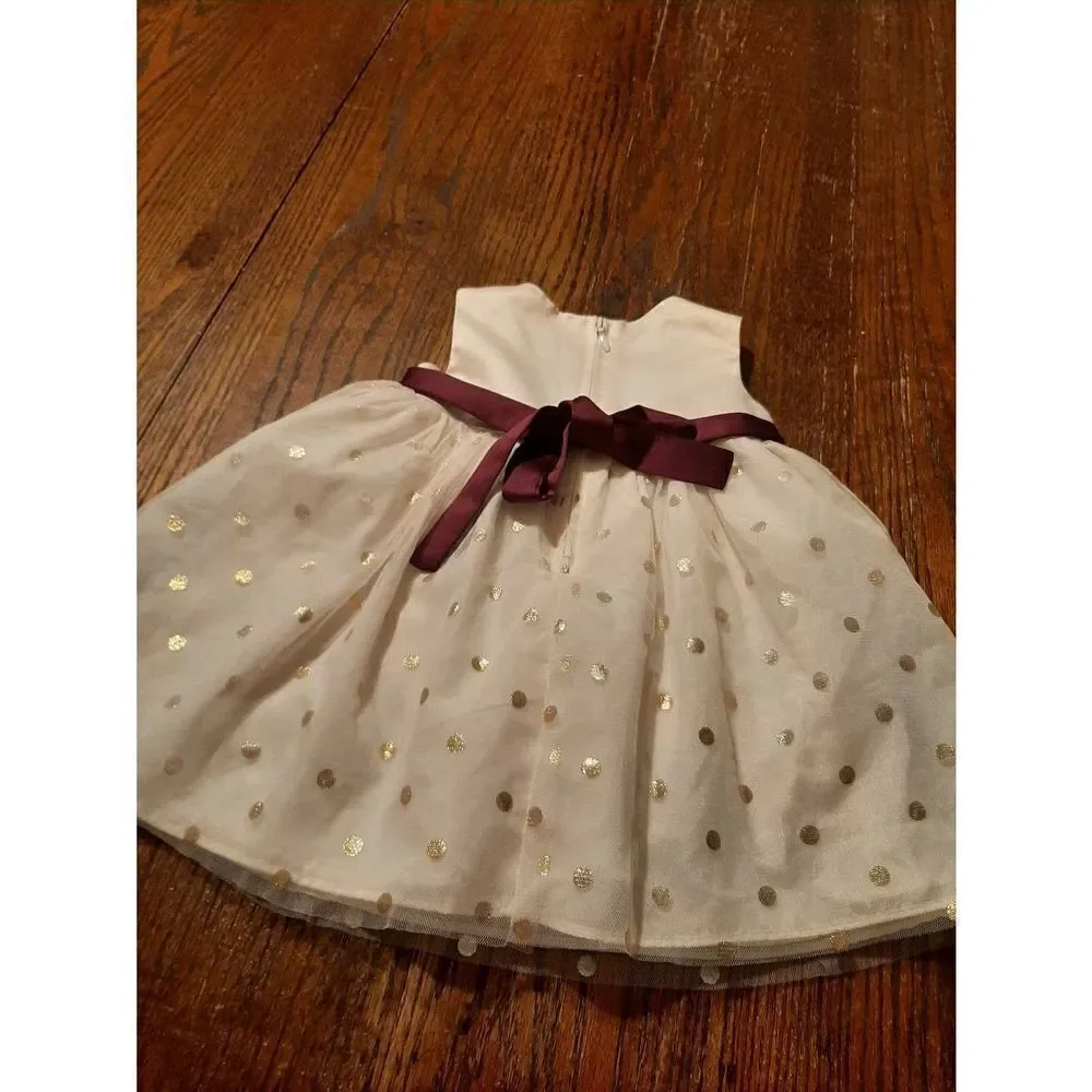 18 Month Katie M Ivory Cream Maroon Gold Formal Holiday Picture Wedding Dress